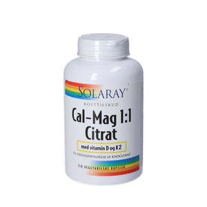 Solaray Cal-Mag 1:1 Citrat med vitamin D og K2